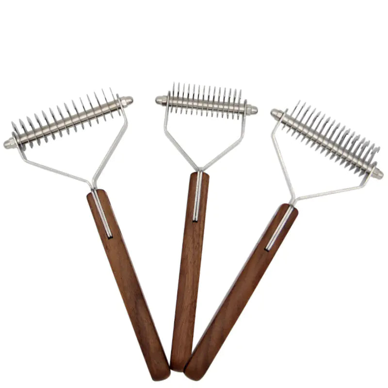 Wooden Dog Comb for De-shedding and Tangles